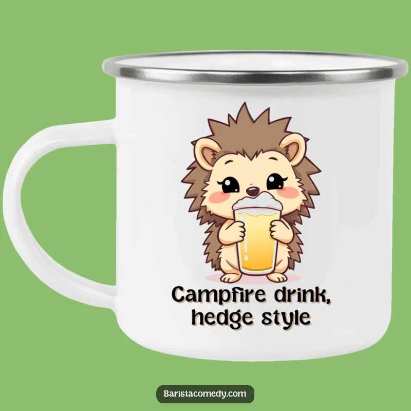 Funny Hedgehog Enamel Camping Mug: Cheerful Outdoor Coffee Companion Gift