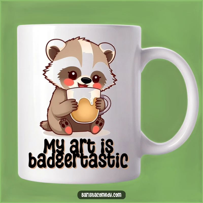 Funny Badger Latte Art Mug: Amusing Coffee Gift for Baristas and Artists