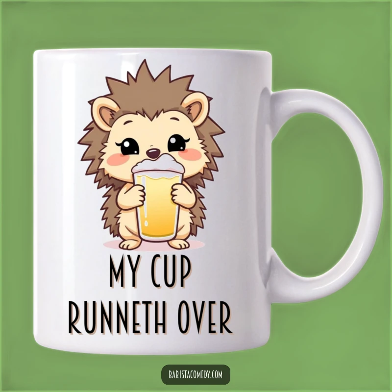 Funny Hedgehog Frothy Beverage Mug: Cheerful Coffee Lover Gift for Baristas