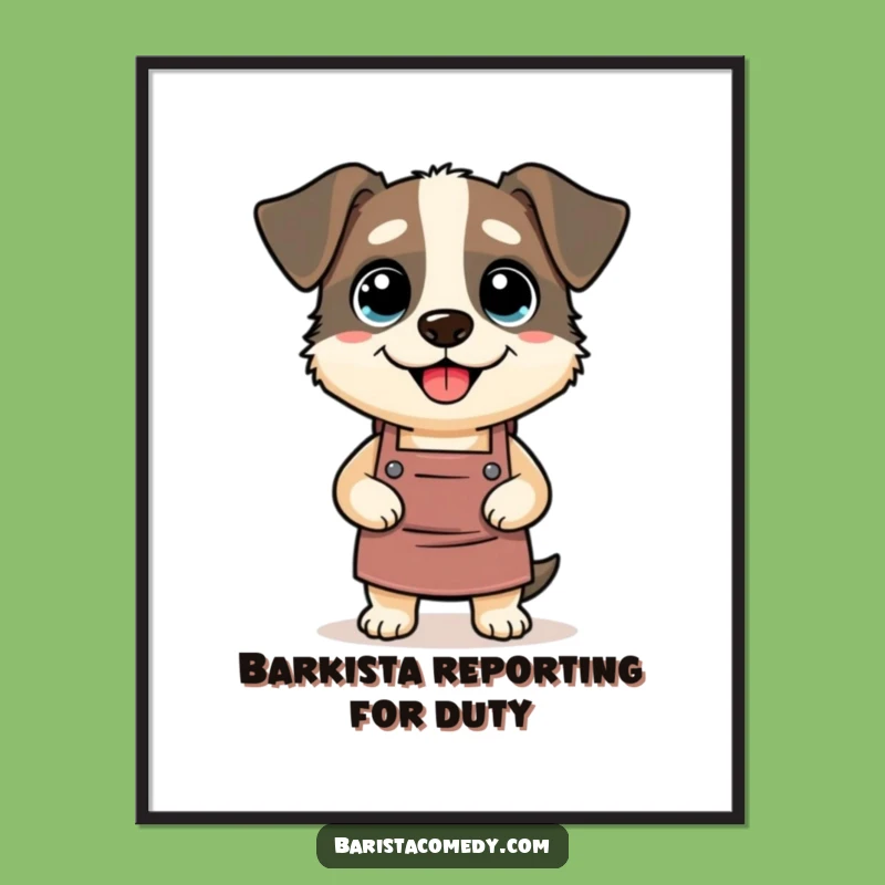 Funny Dog Barista Digital Art: Instant Hilarious Decor for Coffee Lovers