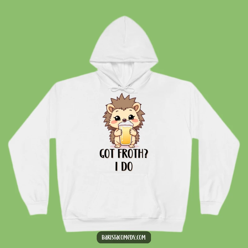 Funny Cheerful Hedgehog Hoodie: Cozy and Adorable Coffee Lover Apparel Gift