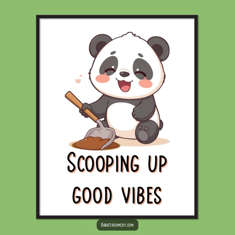 Free Printable Panda Wall Art - Giggling Coffee Scoop, Humorous Downloadable Decor