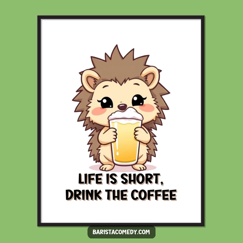 Funny Free Printable Hedgehog Wall Art - Whimsical Drink Art Downloadable