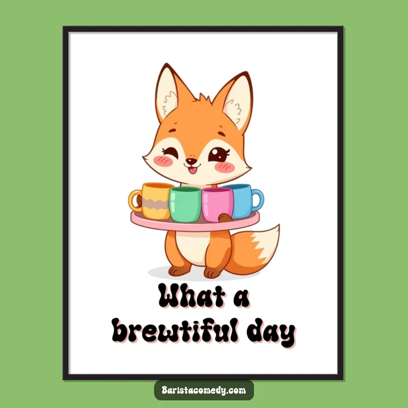 Free Printable Fox Wall Art - Smiling Mug Holder, Humorous Home Decor Downloadable