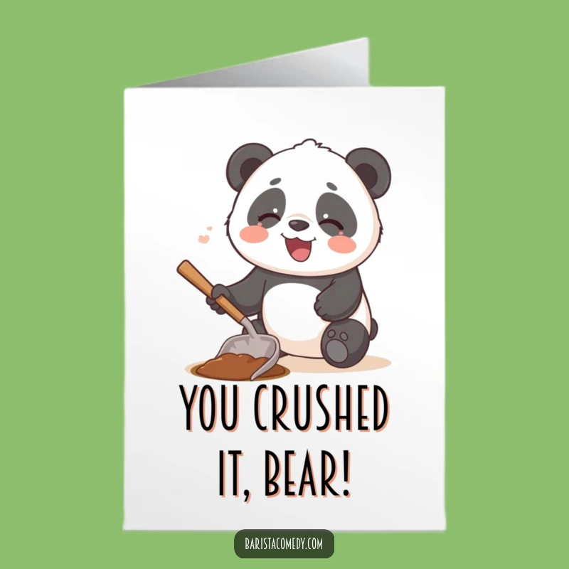 Free Printable Panda Congrats Card - Giggling, Coffee Scoop Fun, Humorous Downloadable