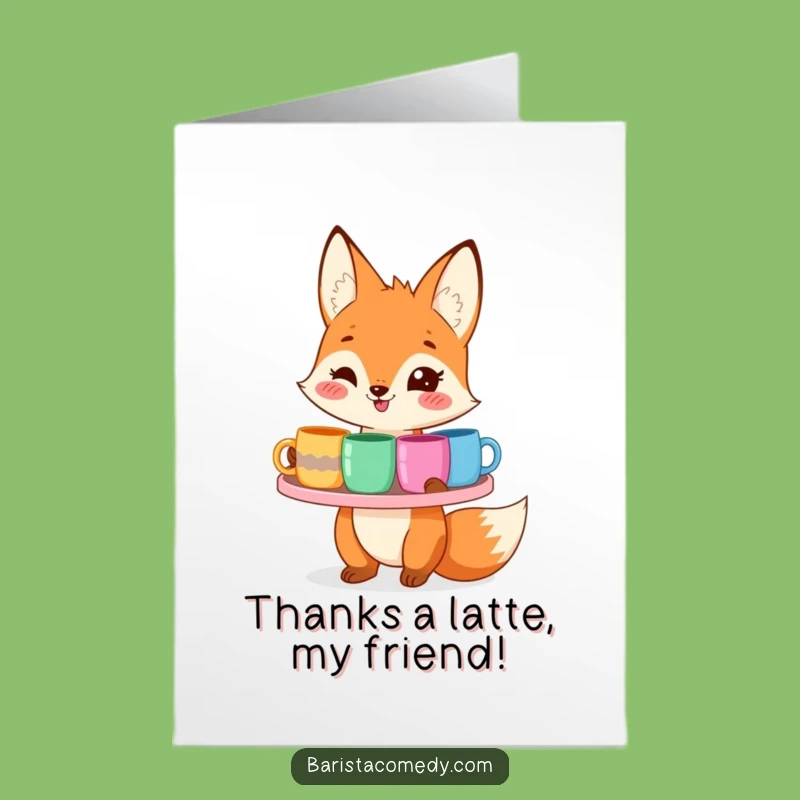 Free Printable Fox Thank You Card - Smiling, Mug Bearer, Humorous Downloadable