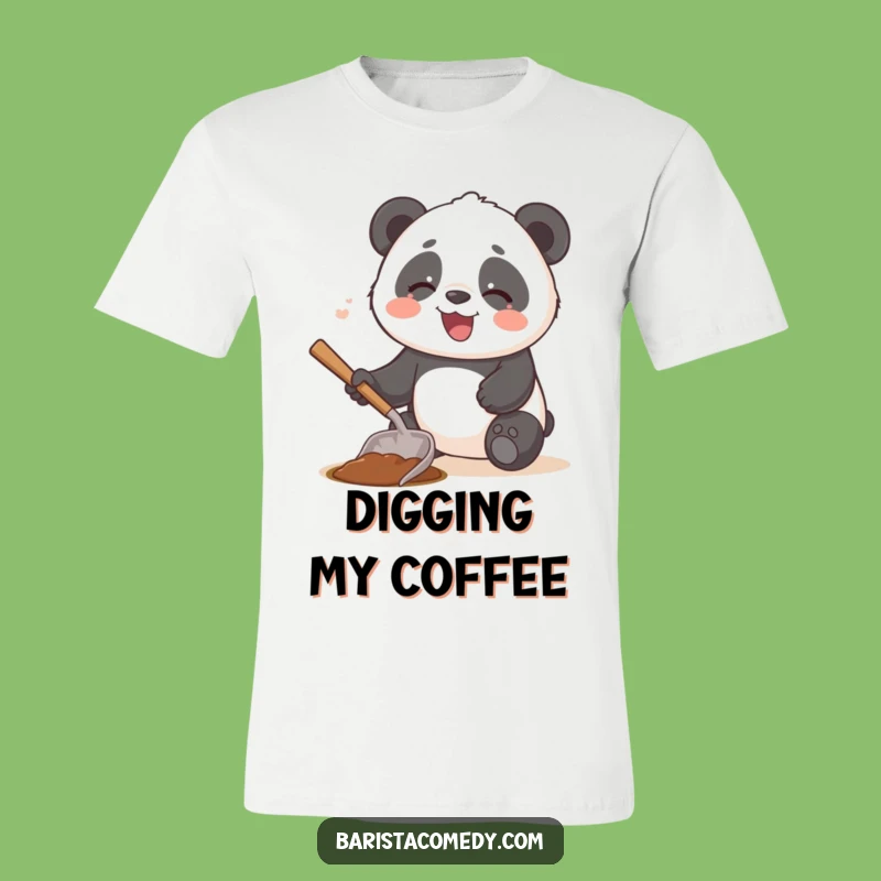 Funny Giggling Panda T-Shirt: Coffee Lover's Hilarious Tee Gift!