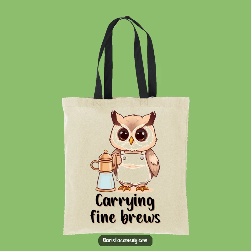 Funny Cute Owl Barista Tote Bag: Carry Your Coffee & Laughs!