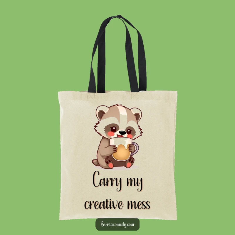Funny Badger Latte Art Tote Bag: Chic and Humorous Coffee Accessory
